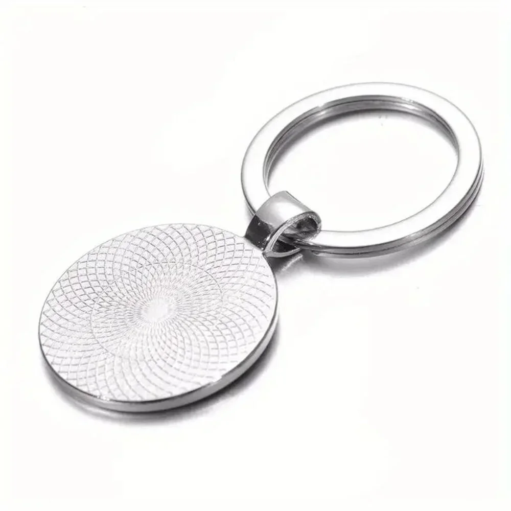 Sun and Moon Round Metal Keychain - Vibrant Multicolor